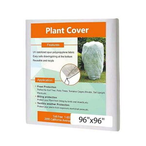 Agfabric Plant Covers Freeze Protection with Zipper 0.9oz 96x96 Shrub Cover Winter Tree Jacket for Frost Protection&Season Extension,White