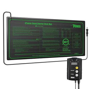 iPower 10 x 20 Warm Hydroponic Seedling Heat Mat and Digital Thermostat Control Combo Set for Seed Germination, Black