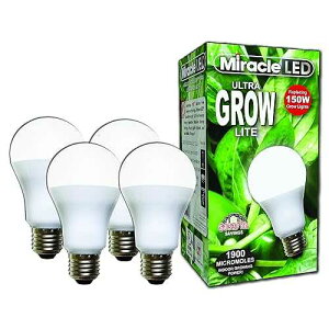 Miracle LED Commercial Hydroponic Ultra Grow Lite - Replaces up to 150W - Daylight White Full Spectrum LED Indoor Plant Growing Light Bulb For DIY Horticulture & Indoor Gardening (604281) 4 Pack