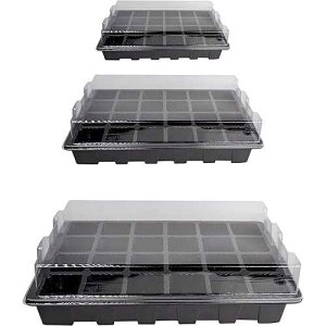 LOVEDAY 10 Pack -240 Cells -24 Grow Trays with Humidity Dome and Cell Insert - Mini Propagator for Seed Starting and Growing Healthy Plants Durable Reusable and Recyclable