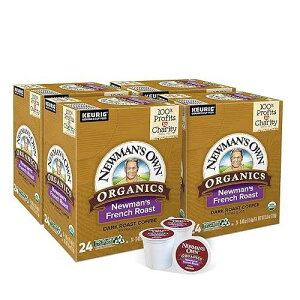 Newman's Own Organics �t�����` ���[�X�g�A�V���O���T�[�u �L���[���O K �J�b�v �|�b�h�A�_�[�N ���[�X�g �R�[�q�[�A96 �J�E���g Newman's Own Organics French Roast, Single-Serve Keurig K-Cup Pods, Dark Roast Coffee, 96 