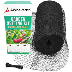 AlpineReach Garden Netting 7.5 x 65 ft Heavy Duty Bird Net, Deer, Plant Protection Extra Strong Woven Mesh, Reusable Kit with Zip Ties, Animal Fencing for Fruits Trees, Black