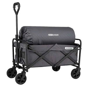 Whitsunday Collapsible Folding Garden Outdoor Park Utility Wagon Picnic Camping Cart with Replaceable Cover (Compact Size 5 Wheels, Grey)