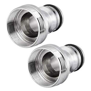 uxcell Garden Hose Quick Connect Nickel-Plated Water Hose Fitting Connectors M22x1 Female & M24x1 Male Threaded Adapter 2pcs