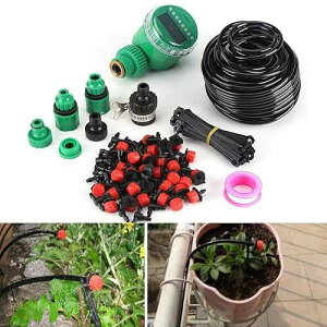 Pssopp 25m Adjustable Automatic Micro Drip Irrigation System Kit Plant Self Watering Garden Hose Kits DIY Watering Timer Automatic Patio Mister for Patio Garden Flower Plants