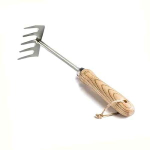 Enjoyer Hand Cultivator Garden Bow Rake with 5 Steel Tines,Hand Rake with Ergonomic Wooden Handle,Hand Tiller Garden Tool for Weeding and Loosens Soil