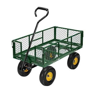 VIVOHOME Heavy Duty 880 Lbs Capacity Mesh Steel Garden Cart Folding Utility Wagon with Removable Sides and 4.10/3.50-4 Wheels 10 Inch Tire(Green)