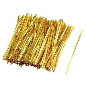 uxcell Metallic Twist Ties 4 Inches Quality Plastic Closure Tie for Tying Bread, Candy, Cookies, Gift Bags Arts Crafts Ties Golden 500pcs