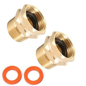 Kbrotech Brass Garden Hose Adapter, 3/4�h GHT Female x 3/4�h NPT Male Connector,GHT to NPT Adapter Brass Fitting,Brass Garden Hose to Pipe Fittings Connect 2pcs (3/4�h Female x 3/4�h NPT Male)