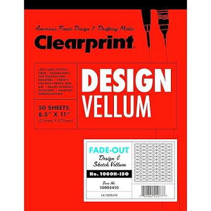 Clearprint 8-1/2 x 11 1000H Design Vellum Pad with Printed Fade-Out 30-Degree Isometric Grid, 16 lb., 100% Cotton, 50 Sheets, 1 Each