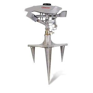 Gilmour Pro Heavy Duty Circular Water Sprinkler with Spike Base, Rotating Sprinkler Head with Adjustable Spray Pattern, Lawn Sprinkler for Large Area Coverage, Silver