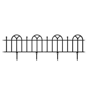 Flower and Garden Bed Set - 4-Piece Modular Garden Fence Panels Set for Landscape Edging, Lawn Edging, and Garden Edging (Black) by Pure Garden