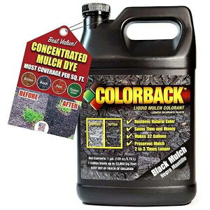 COLORBACK Black Mulch Dye, 12,800 Square Feet Coverage ? Mulch Colorant for Landscaping & Garden Beds, Wood Mulch Dye, Mulch Color Restorer & Playground Bark Mulch, Eco-Friendly Mulch Paint, 1-Gallon