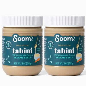 Soom Foods Premium Tahini 11oz (2 Pack) | Roasted & Ground Sesame Seed Paste | Creamy Tahini for Dubai Chocolate, Hummus, Sauces | Vegan, Nut-Free, Gluten-Free, Kosher, Keto, Paleo, Whole30