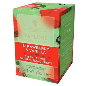 Taylors of Harrogate Strawberry & Vanilla, Green Tea, Individually Wrapped Bags, 20 Count (Pack of 6), Smooth, Juicy and Sweet, Caffeinated, Enjoy Hot or Iced, 120 Teabags Total