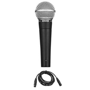 Shure SM58-LC Vocal Microphone with H&A Value Series XLR M to F Professional Microphone Cable - 10'