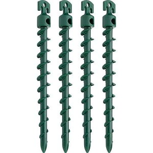 (4-Pack) Vortex 7-1/2 Ground Anchors, Screw-in Anchor for Yard, Tents, Tarps, 70 lb Pull Force, Green ANCBPS7-HSG-L