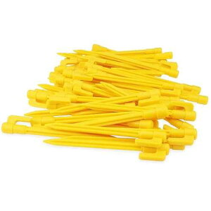 Hikemax 60 Pack Plastic Tent Pegs Garden Landscape Stakes 5.7 Inch for Anchoring Garden Netting, Camping Tents, Rain Tarps and Landscape Fabric Lawn Edging Yellow