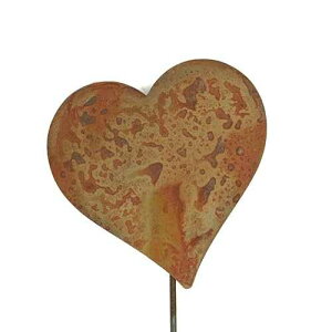 Generic Peace and Heart Staked Signs or Wall Art Rustic or Powder Coated Finishes (Heart Small Stake 21, Naturally Rusted)