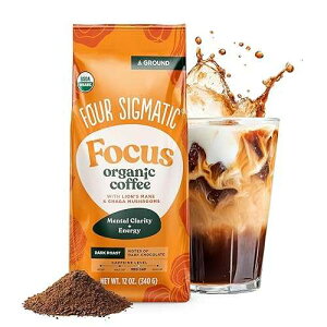 Four Sigmatic Focus Mushroom Coffee Organic Ground Coffee with Lion's Mane Mushroom and Chaga for Better Focus and Support 12oz Bag