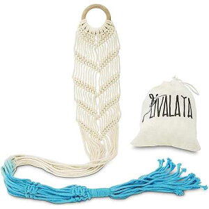 LIVALAYA Macrame Plant Hangers Wall Planter - Blue Ombre 48 Inch, for Indoor or Outdoor, 100% Cotton Rope Hanging Plant Holder with Tassel for Flower Pots and Succulents - Modern Boho Home Decor