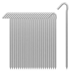 AAGUT Tent Stakes Heavy Duty Metal 9 Inch, 25 Pack Rust-Resistant Galvanized Steel Camping Stake Garden Edging Fence Hooks Yard Tent Pegs for Inflatable, Tarp, Outdoor Christmas Decorations