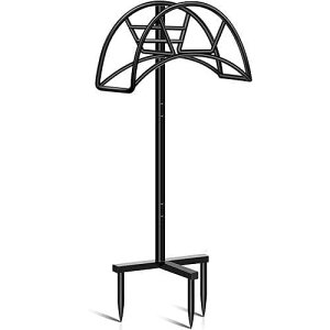 TomCare Garden Hose Holder Detachable Metal Water Hose Holder Holds 150 FT Hoses Free Standing Hose Hanger Stand Heavy Duty Garden Storage Rack for Outside Yard Lawn, Black