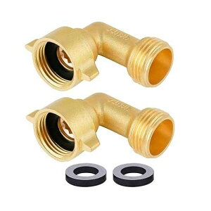 Garden Hose Connector 90 Degree Brass Garden Hose Elbow Solid Brass Adapter (2Pcs)+ Extra 4 Pressure Washers HQMPC Garden Hose Connector 90 Degree Brass Garden Hose Elbow Solid Brass Adapter (2Pcs)+ Extra 4 Pressure W