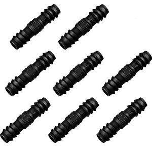 Maitys 8 Pieces 1/2 Inch Drip Irrigation Fittings Parts Soaker Hose Repair Kit Inline Barb Drip Irrigation Hose Connectors Plastic Tubing End Stop for Garden Lawn Sprinkler Systems(Joiner)