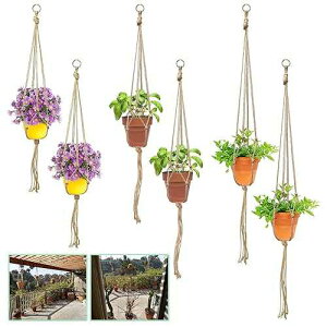 Keadic 6Pcs Macrame Plant Hanger, 3 Sizes Indoor Hanging Plant Holder Hanging Plant Holder Plant Hangers Hanging Planters for Indoor Plants for Home Patio Garden