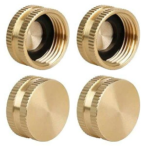 Joywayus 3/4 �C���` GHT �����K�[�f���z�[�X�L���b�v�^�J�U���p�胏�b�V���[�t�� (4 �p�b�N) Joywayus 3/4 GHT Female Garden Hose Cap Brass Watering Fittings with Washers(Pack of 4)
