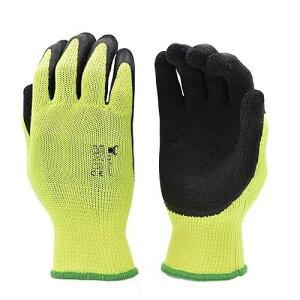 G & F Products 1516 6 Pairs Pack Premium High Visibility Low emissions Green Work and gardening Gloves for Men and Women.MicroFoam Textured Coated Palm and Fingers Gloves for Gardening Work, Size Large