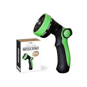 RoyalHouse Garden Hose Nozzle, 8 Adjustable Spray Patterns, High-Pressure Washer Nozzle, Heavy Duty Hose Head, Watering Lawn and Garden, Washing Cars, Bathing Dogs & Cats