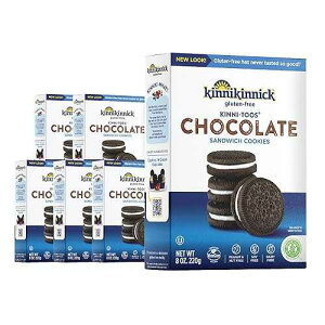 Kinnikinnick - KinniTOOS Chocolate Sandwich Cream Cookies - Gluten Free and Allergy Friendly, Vegan Cookies - 8 oz. Boxes - 6 pack