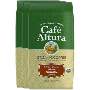 Cafe Altura Cafe Altura, Colombia, Dark Roast, Organic, Ground Coffee, 10 oz Bag (Pack of 3)