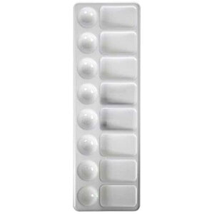 Jack Richeson 101000 Slant Palette, 4 x 12 Size, 8 Wells, 0.28 Height, 4.25 Width, 12.25 Length, Plastic, White