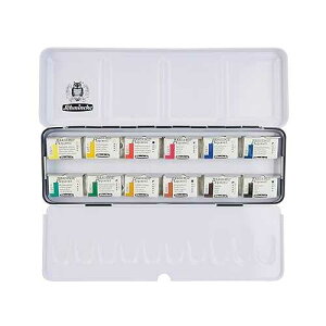 Schmincke - AKADEMIE Watercolor Paint Box, Basic Assortment 12 x 1/1 Pans, 75 312 097, Metal Box, Highly lightfast Colors, fine Artists' Watercolors