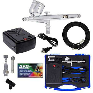 Master Airbrush Cake Airbrush Decorating Kit with Dual-Action Air brush with 1/3oz. Cup and 0.3mm Tip, Mini Compressor, Hose, Storage Case and How-To-Airbrush ARC Link Card