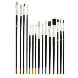 U.S. Art Supply 15 Piece Multi-Purpose Artist Paint Brush Set - Pony Round and Flat Bristles for Painting Portraits, Canvas, Paper, Wood - Watercolor, Acrylic, Oil - Kids, Adults, Students, Beginners