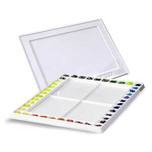 Creative Mark Watercolor Palette with Cover ? 42 Wells and 4 Mixing Areas, 12 x 16 Lightweight Plastic Palette for Watercolor, Acrylic, or Gouache Paints