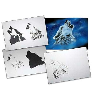 UMR-Design AS-001 Wolfshead Airbrush Stencil Template Step by Step Size M