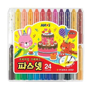 �A���X �v���~�A�� ���ŃV���L�[�N������ �p�X�l�b�g 24�F Amos Premium Non-toxic Silky Crayon Pasnet 24 Colors