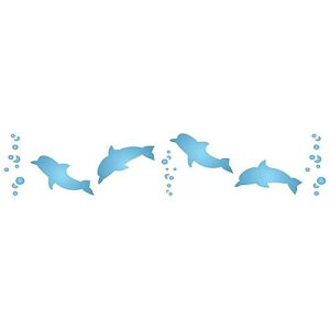 Lassos Boutique Stencils for Walls: Dolphins, 6.5 x 1.25 inch - Sea Ocean Nautical Seashore Reef Border