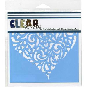 Clear Scraps CSSMSWLHEART6 Stencils, 6 x 6, Swirl Heart, Blue