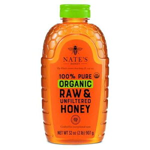 Nate's Honey Nate's Organic 100% Pure, Raw & Unfiltered Honey - USDA Certified Organic - 32oz. Squeeze Bottle