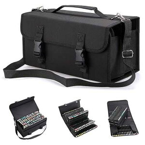 BTSKY New 120 Slots Marker Case Lipstick Organizer-Canvas Markers Holder for for Primascolor Markers and Sketch Markers (Black)