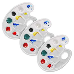 U.S. Art Supply 10-Well Plastic Artist ting Palette (Pack of 3) - t Color Mixing Trays - Art Students, Classroom, Class Craft Projects, Party Events - Acrylic, Oil, Watercolor, Tempera