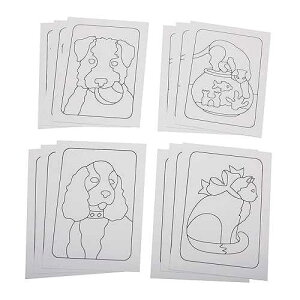 S&S Worldwide Adhesive Sand Art Boards for Creating Sand Pictures, Great for Kids and Adults, 3 Each of 4 Dog & Cat Designs, 5 x 7 Pack of 12