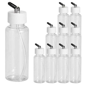 OPHIR 80CC Siphon Feed Airbrush Bottles, 10x Plastic t Bottles with Rubber Caps, Airbrush Accessories Adaptor Jars for Hobby t Storage, Fits Single Action Airbrush