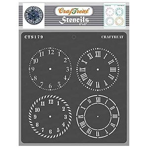 CrafTreat Reusable Clock Stencils for Painting on Wood, Canvas, Paper, Fabric, Floor, Wall and Tile - Clock Dials - 6x6 Inches - DIY Art and Craft Stencils - Clock Face Stencil
